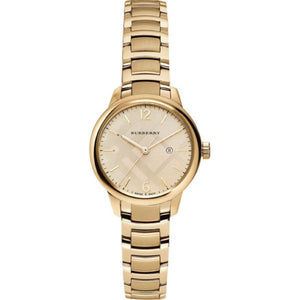 Burberry The Classic Champagne Dial Gold Steel Strap Watch for Women - BU10109