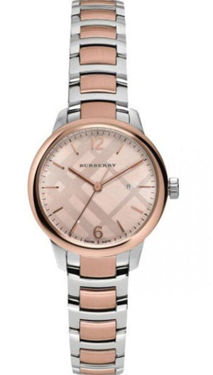 Burberry The Classic Rose Gold Dial Two Tone Steel Strap Watch for Women - BU10117