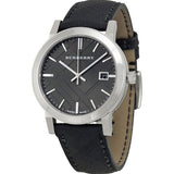 Burberry The City Grey Dial Black Leather Strap Watch for Men - BU9030