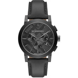 Burberry The City Black Dial Black Leather Strap Watch for Men - BU9364