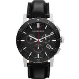 Burberry The City Black Dial Black Leather Strap Watch for Men - BU9382