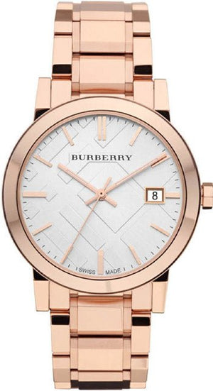 Burberry The City White Dial Rose Gold Steel Strap Watch for Women - BU9004