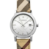 Burberry The City Silver Dial Brown Leather Strap Watch for Women - BU9025