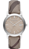 Burberry The City Nova Beige Dial Grey Leather Strap Watch for Women - BU9023