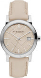 Burberry The City Beige Dial Beige Leather Strap Watch for Women - BU9207