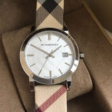 Burberry The City White Dial Brown Leather Strap Watch for Women - BU9113