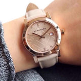 Burberry The City Diamonds Beige Dial Beige Leather Strap Watch for Women - BU9131