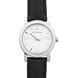 Burberry The City White Dial Black Leather Strap Watch for Women - BU9206