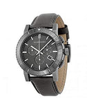 Burberry The City Chronograph Ion Plated Grey Dial Grey Leather Strap Watch for Men - BU9384