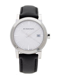 Burberry The City Silver Dial Black Leather Strap Watch for Women - BU9106