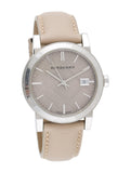 Burberry The City Beige Dial Beige Leather Strap Watch for Women - BU9107