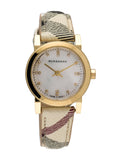 Burberry The City Diamonds Mother of Pearl Dial Brown Leather Strap Watch for Women - BU9226