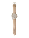 Burberry The City Chronograph Rose Gold Dial Beige Leather Strap Watch For Women - BU9702