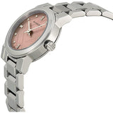 Burberry The City Diamonds Pink Dial Silver Steel Strap Watch for Women - BU9223