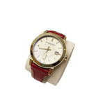 Burberry The City Gold Dial Red Leather Strap Watch for Women - BU9140