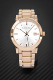 Burberry The City White Dial Rose Gold Steel Strap Watch for Women - BU9004