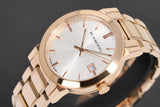 Burberry The City White Dial Rose Gold Steel Strap Watch for Women - BU9004