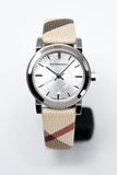 Burberry The City Nova Silver Dial Brown Leather Strap Watch for Women - BU9212