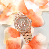 Michael Kors Lennox Three Hand Rose Gold Dial Rose Gold Steel Strap Watch For Women - MK7230