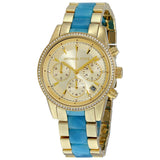 Michael Kors Ritz Gold Dial Two Tone Steel Strap Watch for Women - MK6328