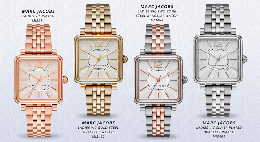 Marc Jacobs Vic Silver Dial Gold Steel Strap Watch for Women - MJ3462