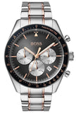 Hugo Boss Trophy Chronograph Grey Dial Silver Steel Strap Watch for Men - 1513634