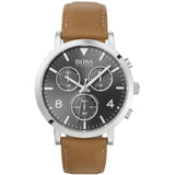 Hugo Boss Spirit Grey Dial Brown Leather Strap Watch for Men - 1513691