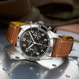 Breitling Avi Chronograph 42 P-51 Mustang Black Dial Brown Leather Strap Watch for Men - A233803A1B1X1