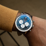 Breitling Navitimer B01 Chronograph 46 Blue Dial Silver Steel Strap Watch for Men - AB0137211C1A1