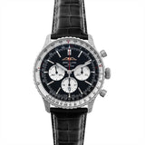 Breitling Navitimer B01 Chronograph 46 Black Dial Black Leather Strap Watch for Men - AB0137211B1P1