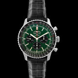 Breitling Navitimer B01 Chronograph 46 Green Dial Black Leather Strap Watch for Men - AB0137241L1P1