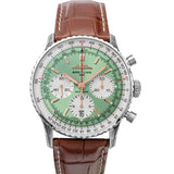 Breitling Navitimer B01 Chronograph 41 Green Dial Brown Leather Strap Watch for Men - AB0139211L1P1