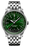 Breitling Navitimer Automatic 41mm Green Dial Silver Steel Strap Watch for Men - A17326361L1A1