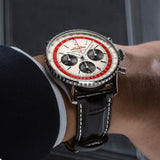 Breitling Navitimer B01 Chronograph 43 Boeing 747 White Dial Black Leather Strap Watch for Men - AB01383B1G1P1