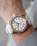 Breitling Super Chronomat Automatic 38 Origins Diamonds White Dial White Rubber Strap Watch for Women - R17356531G1S1