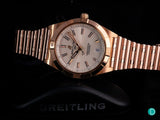 Breitling Chronomat 32 White Dial Rose Gold Steel Strap Watch for Women - R10380101A1R1