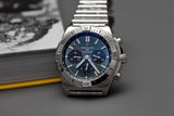 Breitling Chronomat B01 42mm Blue Dial Silver Steel Strap Watch for Men - AB0134101C1A1