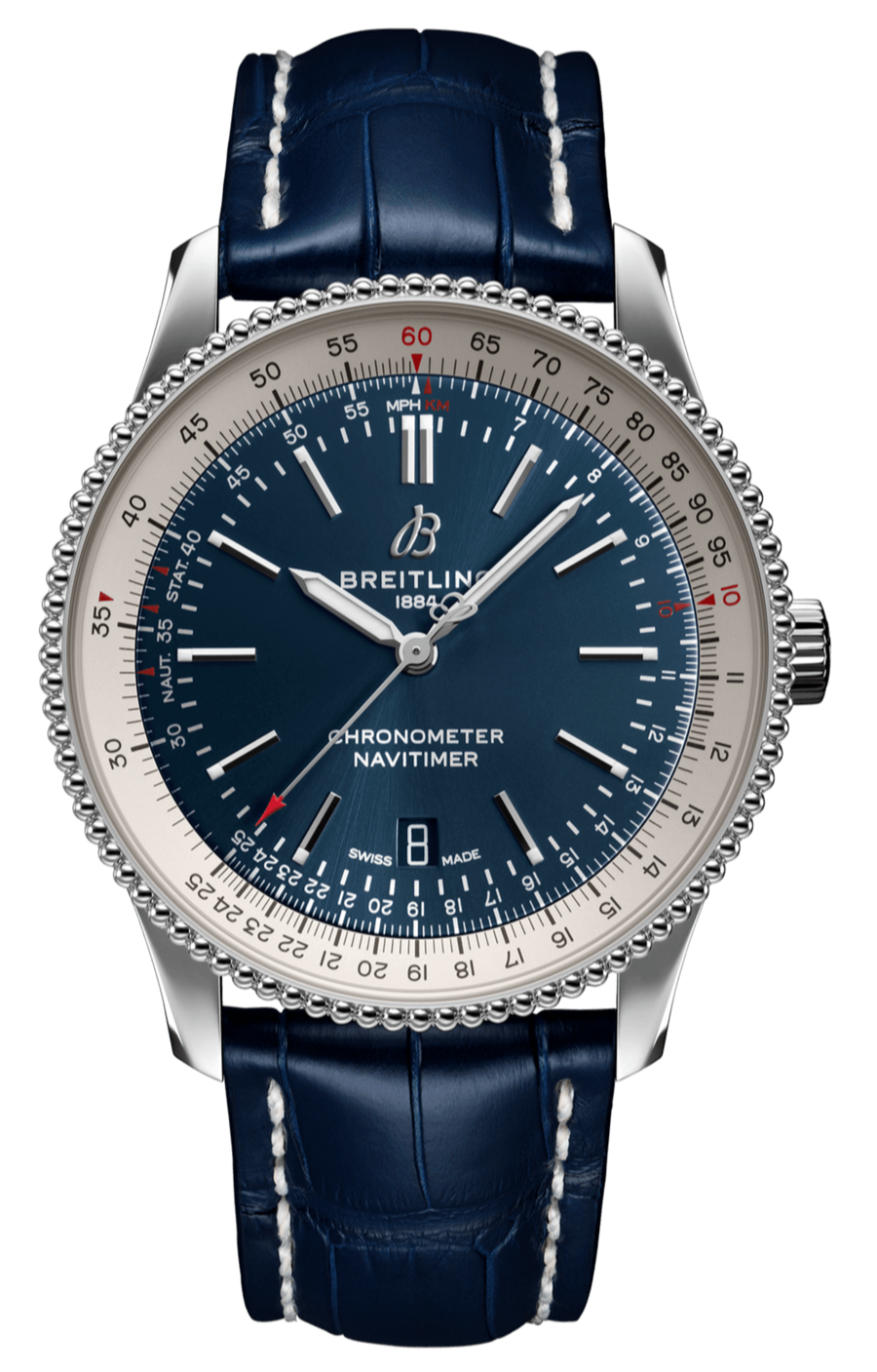 Breitling Navitimer 1 Automatic 41mm Blue Dial Blue Leather Strap Mens Watch - A17326211C1P4