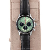 Breitling Navitimer B01 Chronograph 43 Green Dial Black Leather Strap Watch for Men - AB0138241L1P1