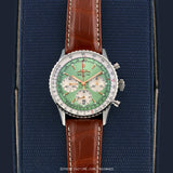 Breitling Navitimer B01 Chronograph 41 Green Dial Brown Leather Strap Watch for Men - AB0139211L1P1