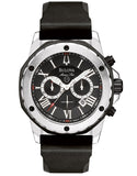 Bulova Marine Star Chronograph Black Dial Black Rubber Strap Watch for Men - 98B127