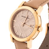 Burberry The City Beige Dial Beige Leather Strap Watch for Women - BU9109