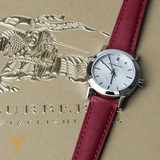 Burberry The City Silver Dial Red Strap Watch for Women - BU9232