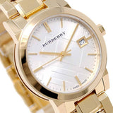 Burberry The City White Dial Gold Steel Strap Watch for Women - BU9103