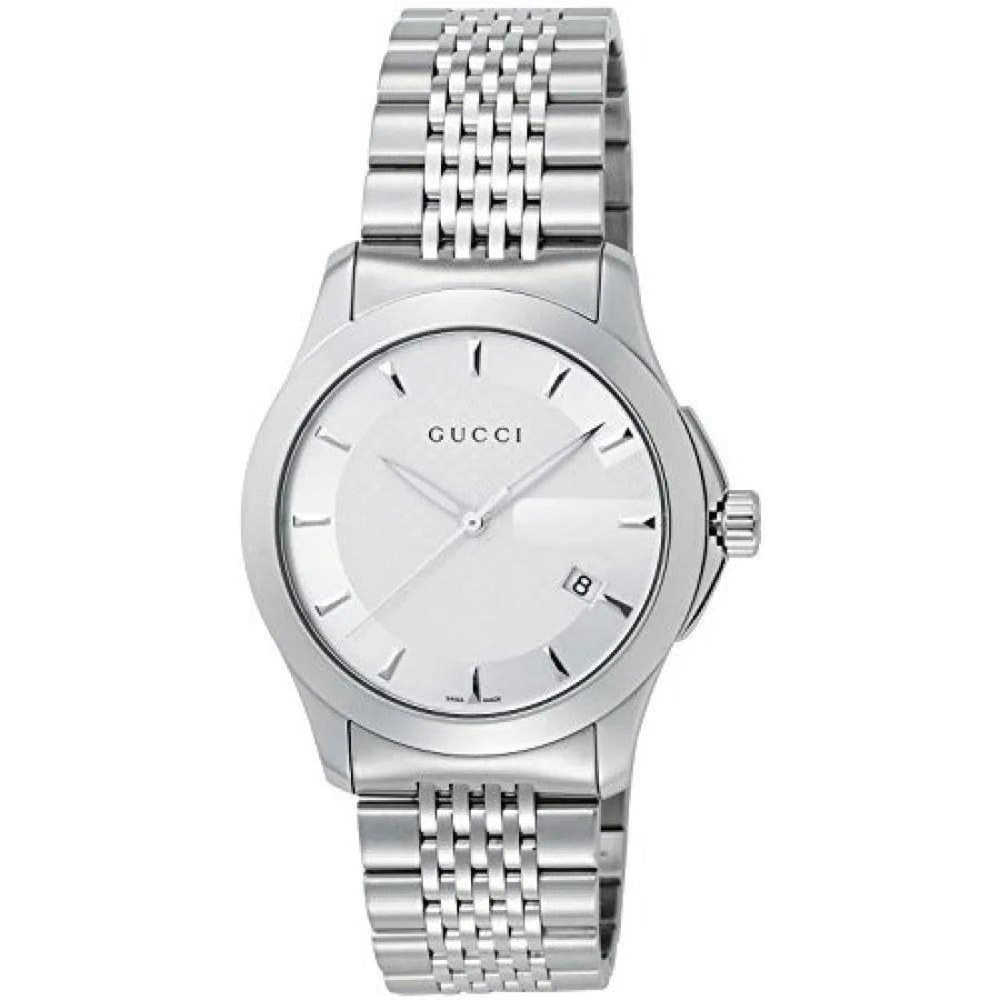 Gucci G Timeless Silver Dial Silver Steel Strap Watch For Men - YA126401