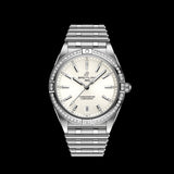 Breitling Chronomat Automatic 36 Diamonds White Dial Silver Steel Strap Watch for Women - A10380591A1A1