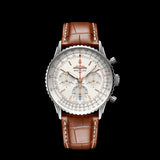 Breitling Navitimer B01 Chronograph 41 White Dial Brown Leather Strap Watch for Men - AB0139211G1P1