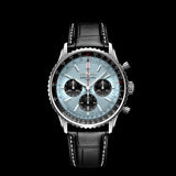 Breitling Navitimer B01 Chronograph 43 Blue Dial Black Leather Strap Watch for Men - AB0138241C1P1