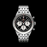 Breitling Navitimer B01 Chronograph 43 Black Dial Silver Steel Strap Watch for Men - AB0138211B1A1