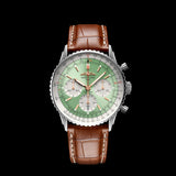 Breitling Navitimer B01 Chronograph 41 Green Dial Brown Leather Strap Watch for Men - AB0139211L1P1